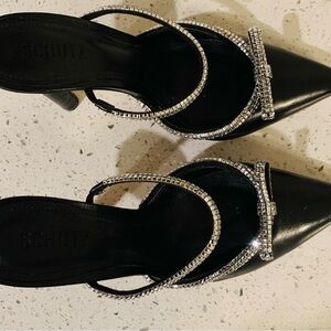 Schutz black rhinestone heels